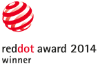 A badge of the winner in the Red Dot Design Award 2014 contest for the Nosiboo Pro Electric Nasal Aspirator